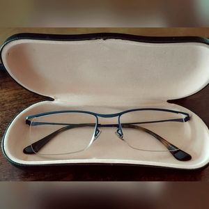Ray Ban RX6370 Eyeglass Frame. Rimless, Matte Navy Blue. Flex Hinges. Unisex